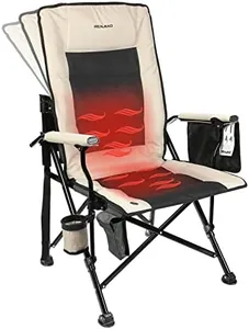 REALEAD Heated Camping Chairs - Fully Padded - Heated Folding Chairs for Outdoor Sports - Supports 400 lbs - Portable Heated Outdoor Camp Chairs for Sport Events - Concert - Battery NOT Included