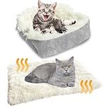 Wordtaiki Cat Bed for Indoor Cats,Self Warming Fluffy Kitten Bed 2 in 1 Washable Foldable Pet Blanket Soft Plush Small Cat Bed Mat Puppy Sleeping Cushion