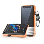 Lekzai 10,000mAh Solar Portable Charger with USB-C PD 20W, 15W Wireless Phone Battery Charger, Fasting Charging Power Bank for iPhone Android and More