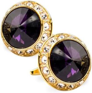 Vittorio Vico Colorful Bling Cuff Links (Purple/Gold, CL-1510)