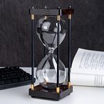 Large Sand Timer, Hourglass Timer 60 Minutes,Vintage Wooden Hour Glass Timer,Modern Home Kitchen Office Decoration (Black)