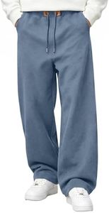 JMIERR Men's Fleece Lined Sweatpants Baggy Wide Leg Joggers Athletic Casual Lounge Pants with Zipper Pockets, 3XL, Dark Blue