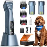 oneisall Dog Clippers Professional for Thick Hair with Dual Battery, Low Noise 2-Speed Dog Grooming Clippers for Long Curly Matted Hair with Metal Combs, A5 Blade