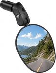 Bike Handlebar End Mirror, 360° Adjustable Bicycle Rear View Mirror with Wide Angle Glass Lens, Bar End Mirror for MTB & Road Bikes (17.4–22mm Inner Diameter), Universal Left & Right