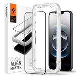 Spigen AlignMaster Tempered Glass Screen Protector Guard for iPhone 16e/14/13/13 Pro - 2 Pack