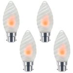 Long Life Lamp Company LED Opal Glass Flicker Flame Candle Light Bulb Twisted B22 4 Pack