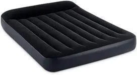 INTEX 64147ED Dura-Beam Standard Pillow Rest Air Mattress: Fiber-Tech – Full Size – Built-in Electric Pump – 10in Bed Height – 600lb Weight Capacity