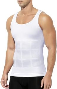 Casey Kevin Shapewear Herren Kompressions Shirt Bauchweg Unterhemd Kompressionsshirt Herren Tank Top Ärmellos Body Shaper Figurformendes Bodyshaper, Weiß, L