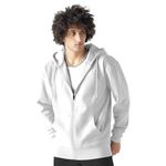 Earthstick Men's Cotton Fleece Regular Fit Hooded Neck Full Zipper Plain Hoodie White