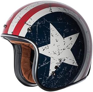 TORC (T50 Route 66) 3/4 Helmet with 'Rebel Star' Graphic (White, Large)