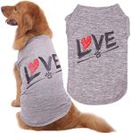 CAISANG Dog Shirts Love Puppy Shirt Mommy Dad/Pets Clothes, Sleeveless Vest T-Shirt Doggy Clothing Crewneck Womens Sweatshirt, Apparel for Dogs Cats Mom Sport Outfits (4X-Large, Grey-Pet)