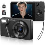 Digital Camera 4K 64MP Compact Camera with Dual Lens,2000mAh Battery,2.8" IPS Screen,18X Digital Zoom,32GB Micro SD Card and OTG Adapter Auto-Focus Small Camera for Kids,Teenagers,Beginners,Black