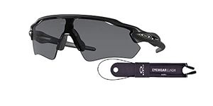 Oakley Radar EV Path OO9208 Sunglasses For Men+ BUNDLE Leash +Designer iWear Care Kit, Matte Black / Grey, 38