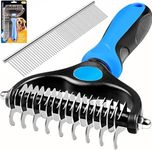 SILENCIO Undercoat Rake for Dogs Double Coat with Pet Comb, Pet Grooming Brush Double-Sided Deshedding Tool Removes Knot & Tangled Hair Dematting Comb for Dogs with Dog Comb for Grooming Furever Brush