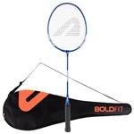 Boldfit Badminton Rackets for Beginners, Adults Aluminium Shuttle Bat with Full Cover Bag Badminton Racket for Practice & Match Lightweight Badminton Racquet with Grip Handle Shuttle Racket - Blue