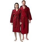 Hooded Bathrobe Women Soft Absorbent Terry Cotton Plush Spa Robe Medium Burgundy