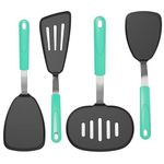 GEEKHOM Silicone Spatulas for Non Stick Frying Pan, 4 Pack Kitchen Cooking Utensils Set 600F Heat Resistant Spatula Turner Flexible Spatula Flipper for Pancake, Eggs, Fish, Omelet, Green