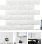 30 Pcs 3D Wall Panels, White Brick Printable 3D Wallpaper Stick and Peel, Self Adhesive Waterproof Foam Faux Brick Paneling for Bedroom, Bathroom, Kitchen, Fireplace (34.1 sq feet Coverage)