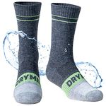 DRYMILE Mountain Waterproof Socks, Unisex Wool Waterproof Hiking Socks for Winter Wading, Snow Skiing - Mid-Calf, Charcoal, Large-XX-Large