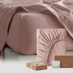 Double Stitch by Bedsure Cotton Tencel Fitted Sheet - Good Housekeeping Award Winner, Cooling Cal King Fitted Sheet Only, Deep Pocket up to 16", 1 Fitted Sheet, Dusty Mauve