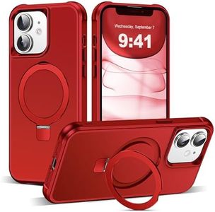 SKYLMW Compatible with iPhone 11 Case with Invisible Magnetic O-Ring Stand Military-Grade Case for iPhone 11 6.1" [Compatible with Mag-Safe][Great Grip Feeling], Red