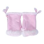 ZLYC Women Teen Classic Winter Warm Rabbit Fur Hands Wrist Fingerless Gloves Mittens For Girls (Pink)