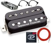 Seymour Duncan SH-2n Jazz Model Humbucker Neck Pickup - Bundled with 2 Patch Cables, Instrument Cable, Dunlop DEN1046 Guitar Strings, and Dunlop DGT02 Multi-Tool (Black)