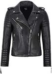 Carrie CH Hoxton Ladies Leather Jacket Classic Fashion Biker Style Real Lambskin Soft Leather Womens Jacket 2260 (20 For Bust 98 CM, Black)