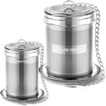HOUSE AGAIN Tea Infuser (2 Pack, Large + Small), Extra Fine Mesh Tea Strainers for Loose Tea, 18/8 Stainless Steel Tea Strainer with Extended Chain Hook, Tea Steeper