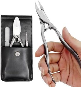 VOGARB Long Handle Toenail Clippers for Thick Toenails for Seniors, Heavy Duty Large Ergonomic Ingrown Toe Nail Clippers for Men, 3pcs Set with Leather Case (JCCT3PS)