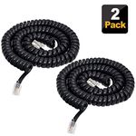 Telephone Cord, 14 Feet Uncoiled Phone Cord Works with All Corded Landline Phones,Handset Cord, Universally Compatible,for Use in Home or Office, Telephone Accessory, Black, 2 Pack