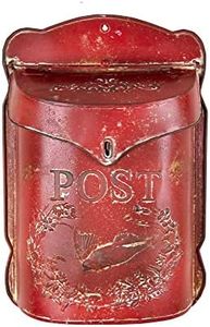 Creative Co-Op Red Embossed Tin Post Letter Box
