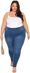 Yours for Good Curve Mid Pull On Bum Shaper Lola Stretch Jeggings - Women's Blue