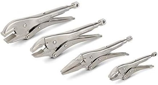 TEKTON Locking Pliers Set, 4-Piece (Straight Jaw, Curved Jaw, Long Nose) | PLK99902