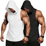 COOFANDY Men's 2 Pack Workout Hooded Tank Tops Bodybuilding Muscle Cut Off T Shirt Sleeveless