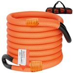 X XBEN 1" x 30' Kinetic Recovery & Tow Rope (32,000lbs), Heavy Duty Nylon Snatch Ropes, Elastic Straps Towing Gear for Truck, ATV, Jeep, UTV, Tractor - Emergency, Towing, Offroad