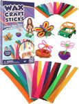 300 Bendable Wax Craft Stix - Arts and Crafts for Kids Age 6-8 - Great 4 Year Old Girl Gifts, 5 6 7 8 9 Year Old Girl Gift Ideas & Boys Gifts - Fun Kids Travel Essentials - Airplane Activities for Kid