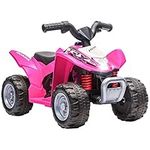 HOMCOM AIYAPLAY Honda Licensed Kids Electric Quad Bike 6V Ride on Car ATV Toy with LED Light Horn for 1.5-3 Years, Pink