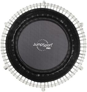 JumpSport 350 PRO Fitness Trampoline, Cardio Workout, No-Tip Arched Legs Home Gym Equipment with Adjustable Bungees & 60 Day Trial Video, 39", White