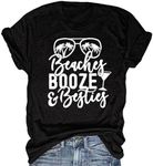 Qbily Girl's Weekend Shirt Matching Bestie Friends Vacation Trip Party Graphic Tees Tops for Women, 1221-black, Medium