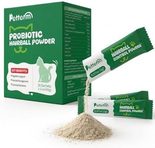 PETTERM Cat Hairball Control Remedy Powder - Petroleum-Free Digestion Support - 6 Billion CFU Probiotics, Slippery Elm & Enzymes - Hairball Paste Alternative - GMP Certified, Chicken, 30 Sachets