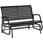 Outsunny 2 Seater Wicker Outdoor Glider Bench, Patio Swing Rocker Chair Garden Bench, Garden Loveseat Rocking Chair, w/Extra Wide Seat and Curved Backrest for Backyard, Poolside, Lawn, Black