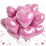 12 PCS Pink Heart Balloons, Romance Foil Heart Halloons, 18 inch Pastel Heart Shape Balloons for Valentine's Day, Engagement, Bridal Shower, Wedding Anniversary, Party Decoration