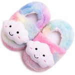 Toddler Boys Girls Cute Slippers Unicorn Fluffy Fuzzy Winter Warm Slippers Cartoon Animal Plush Indoor House Slip-on Shoes (11-12.5, Rainbow, numeric_11)