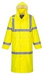 Portwest UH445 Men's Classic Raincoat Waterproof Hi Vis Reflective Long Rain Jacket ANSI Class 3 Yellow, XX-Large