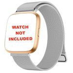 YODI Replacement Magnetic Clasp Chain Classic Strap for Fitbit Versa 1/ Versa 2/ Versa Lite/Versa SE Only Metal Straps [Smartwatch Not Included] (SILVER)