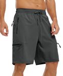 YSENTO Mens Hiking Cargo Quick Dry Shorts Lightweight Outdoor Walking Work Shorts with Zip Pockets(Dark Grey,L)