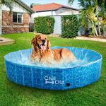 ALL FOR PAWS Dog Swimming Pool Foldable Pool Dog Tub Outdoor Pool with MDF Board Inside and Anti-Skid Inner Layer Suitable for Dog Cat Pet L (48")