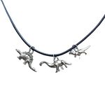 Dinosaur Charm Choker Necklace, Black Necklace, Brontosaurus Pendant, Stegosaurus Jewelry, Dino Lover