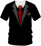 LAOLIUSN Tuxedo T Shirts for Men Tux Costume Suit and Tie Tee Shirt Gifts T-Shirt, Black, Medium